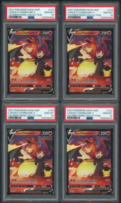 Investor Lot (10) 2021 Pokemon SWSH BSP Celebrations Lance's Charizard V PSA 10 - Image 5