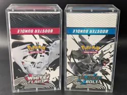 2x Pokemon SV10.5 Black Bolt White Flare Sealed Booster Bundle Display W/Acrylic - Image 1