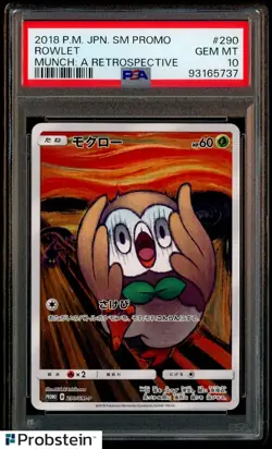 2018 Pokemon Japanese SM Promo Munch A Retrospective #290 Rowlet PSA 10 - Image 1