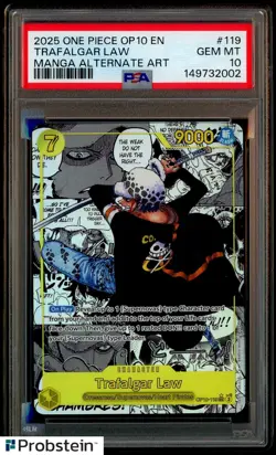 2025 One Piece OP10 EN Manga Alternate Art #119 Trafalgar Law PSA 10 GEM MINT - Image 1