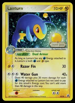 Pokemon Card - Lanturn Legend Maker 19/92 Rare Reverse Holo STAMPED - Image 1