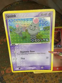 VINTAGE POKEMON 2 Card Bundle • Deoxy’s Stamped Holo spoink & Numel • Tcg Rare - Image 2