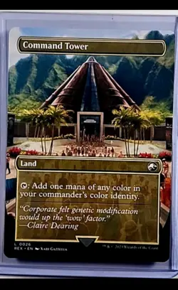 2023 MTG Magic the Gathering REX Jurassic Park World Borderless Command Tower - Image 1