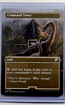 2023 MTG Magic the Gathering REX Jurassic Park World Borderless Command Tower - Image 2