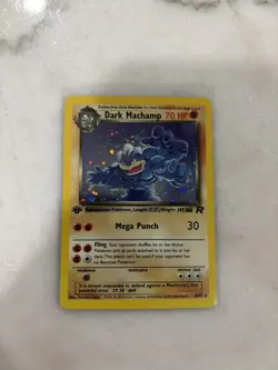 Dark Machamp SWIRL 10/82 Holo Rare Team Rocket Pokemon 1st Edition Holofoil NM - Image 1