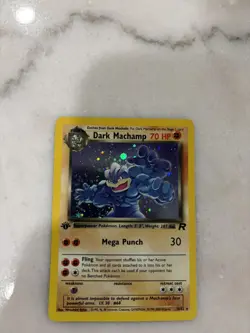 Dark Machamp SWIRL 10/82 Holo Rare Team Rocket Pokemon 1st Edition Holofoil NM - Image 3