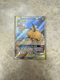 Pokemon Raichu & Alolan Raichu GX SM-Unified Minds Ultra Rare 221/236 Holo - Image 1