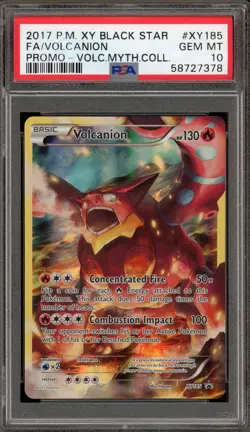 Pokemon Volcanion Mythical Coll. Black Star Full Art Promo XY185 PSA 10 Gem Mint - Image 1