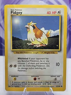 Pidgey Base Set 57/102 Common Pokemon Card HP Condition - Image 1