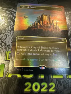 MTG Double Masters 2X2 City Of Brass 403 Foil Rare Borderless Alt Art LP - Image 2