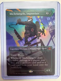 Michelangelo, Improviser (Borderless) FOIL #0219 Teenage Mutant Ninja Turtles NM - Image 1