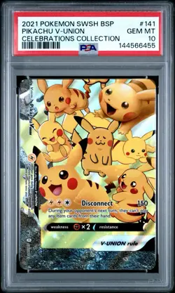 PSA 10 Pikachu V-Union Celebrations Collection 2021 Pokemon SWSH BSP #141 - Image 1