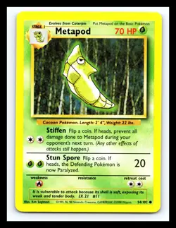 ✨ METAPOD | Pokemon TCG 1999 | (Base Set) Non Holo Vintage # 54/102 - Image 1