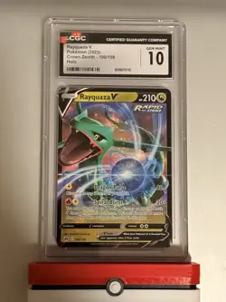 Pokemon TCG Rayquaza v Crown Zenith Holo Ultra Rare Card 100/159 NM/M Condition - Image 1