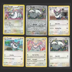 Purugly Pokemon Card Collection Set of 6 English Cards With Reverse Holo - Image 1