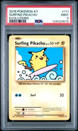 2016 Pokemon XY Evolutions Surfing Pikachu 111/108 RARE PSA 9 MINT - Image 1