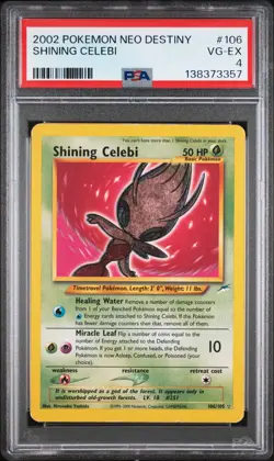 PSA 4 2002 Neo Destiny Shining Celebi 106/105 Holo Foil Pokemon Secret Rare - Image 1