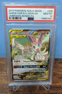 2019 POKEMON SUN & MOON UNBROKEN BONDS FULL ART/GARDEVOIR & SYLVEON GX PSA 10 - Image 1
