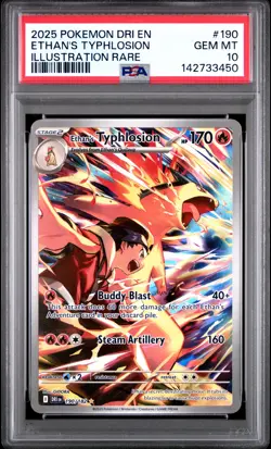 2025 POKEMON DRI EN-DESTINED RIVALS ILLUSTRATION RARE ETHAN'S TYPHLOSION PSA 10 - Image 1