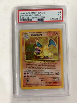 Pokemon Charizard Base Set "4th Print" 1999-2000 Holo Rare #4 PSA 5 - Image 1
