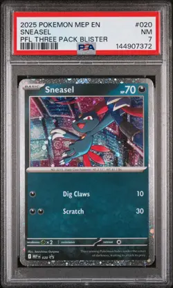 2025 POKEMON MEP EN-ME BLACK STAR PROMO #020 SNEASEL PSA 7 - Image 1
