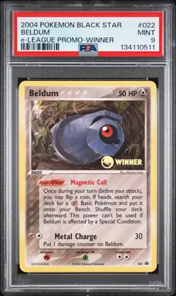 2004 POKEMON BLACK STAR PROMO E-LEAGUE-WINNER #022 BELDUM PSA 9 - Image 1
