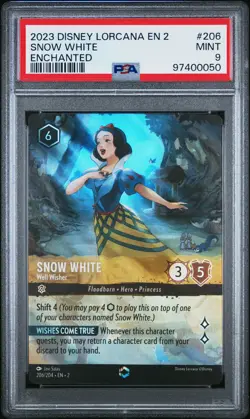 2023 DISNEY LORCANA EN 2-RISE OF THE FLOODBORN SNOW WHITE - WELL WISHER PSA 9 - Image 1