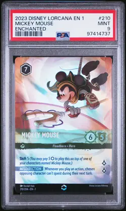 2023 DISNEY LORCANA EN 1-THE FIRST CHAPTER MICKEY MOUSE - ARTFUL ROGUE PSA 9 - Image 1