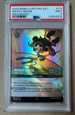 2023 DISNEY LORCANA EN 1-THE FIRST CHAPTER MICKEY MOUSE - ARTFUL ROGUE PSA 9 - Image 1
