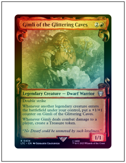 1x Gimli of the Glittering Caves, Showcase Scroll Foil, LOTR, Magic MTG NM - Image 1
