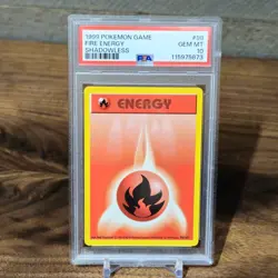 1999 POKEMON GAME 98 FIRE ENERGY PSA 10 GEM MINT BASE SET SHADOWLESS - Image 1