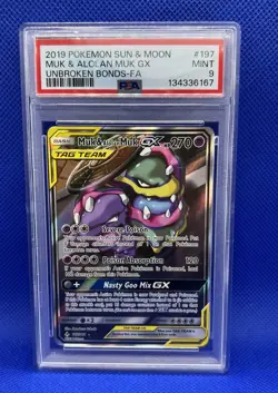Pokemon Muk & Alolan Muk GX 197/214 Sm-Unbroken Bonds Full Art Ultra Rare 270 HP - Image 1