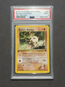 PSA 9 1ST EDITION BLAINE'S MANKEY 63/132 GYM CHALLENGE - MINT - Image 1