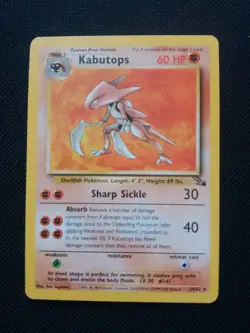 Pokemon Fossil 3rd Print Red Logo Kabutops 24/62 - Image 1