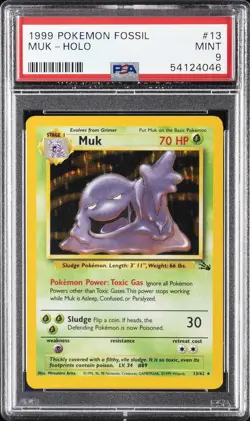 1999 POKEMON FOSSIL #13 MUK-HOLO PSA 9 - Image 1