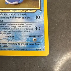 Light Azumarill 13/105 Pokemon TCG Neo Destiny Unlimited Holo Rare - Image 3