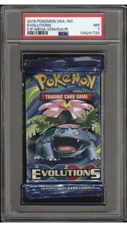 2016 Pokemon Evolutions PSA 7 MINT Graded Venusaur Sealed Booster Pack - Image 2