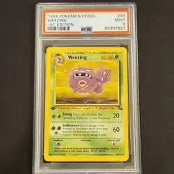 Pokemon 1999 Fossil Weezing 1st Edition PSA 9 45/62 English - Image 1