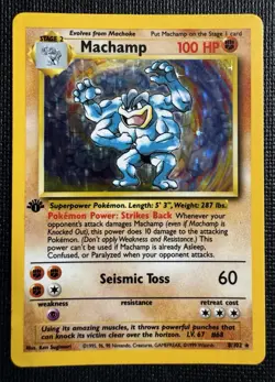 1999 Pokemon Base Set 1st Edition Machamp Holo 8/102 WOTC Vintage - Image 1