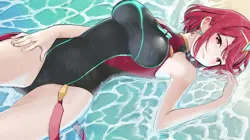 Anime girls water short hair swimwear big onepiece Playmat Gaming Mat Desk - Image 1