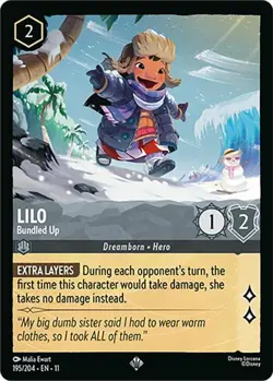 Disney Lorcana TCG - Winterspell - Lilo - Bundled Up - Super Rare 195/204 - Image 1