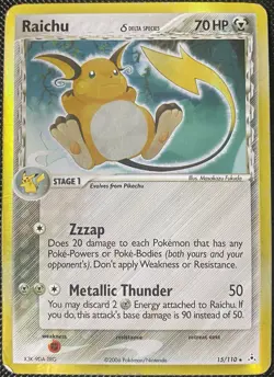 Raichu (Delta Species) 15/110 Holon Phantoms Holo *DAMAGED* Pokemon Card - Image 1