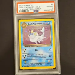 Pokemon 2002 Legendary Collection Dark Vaporeon Holo PSA 8 Card #9/110 English - Image 1