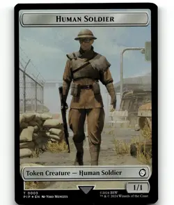 MTG FOIL Radiation Human Soldier Double-Sided Token - Universes Beyond: Fallout - Image 2