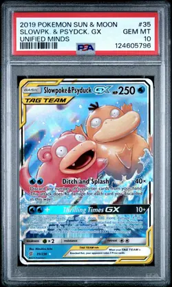 2019 POKEMON SUN & MOON UNIFIED MINDS #35 SLOWPOKE & PSYDUCK GX PSA 10 - Image 1