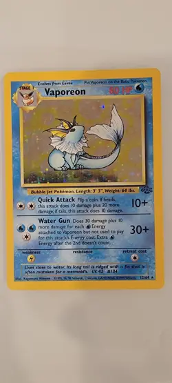 Vaporeon Holo Rare 12/64 Jungle Set Vintage 1999 Pokemon TCG Card NM Condition - Image 3