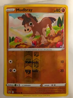 Mudbray 105/202 Sword & Shield Base Pokemon Reverse Holo Foil Nice! - Image 1