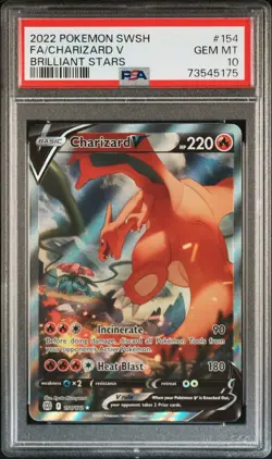 PSA 10, Fa/Charizard V 2022 Pokemon Sword & Shield Brilliant Stars Cert#73545175 - Image 1