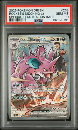 2025 POKEMON DRI EN-DESTINED RIVALS #233 TEAM ROCKET'S NIDOKING EX PSA 10 - Image 1