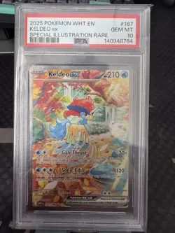 2025 POKEMON WHT EN-WHITE FLARE SPECIAL ILLUSTRATION RARE #167 KELDEO EX PSA 10 - Image 1